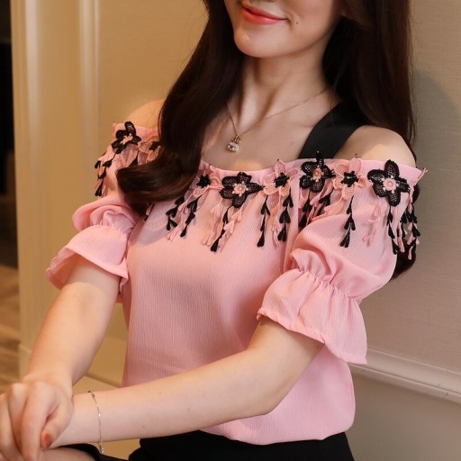 Bluse med bare skuldre
