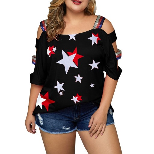 Bluză pentru femei cu mărimi mari, cu stele