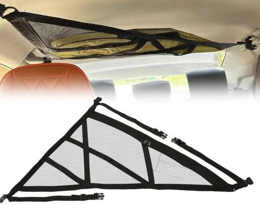 Boční stropní síť do auta 105x80x55 cm černá úložná síťka do kufru interiéru vozu s přezkami na lehké věci