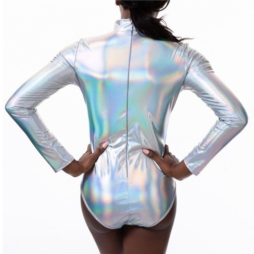 Body brillant pour femmes à manches longues