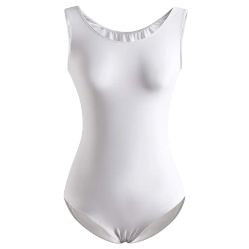 Body de dans pentru femei fără mâneci cu decolteu rotund, croi simplu și neted, material nylon și elastan, pentru balet și gimnastică