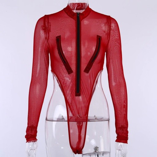 Body feminino transparente com mangas longas B817