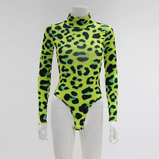 Body leopardato da donna con maniche lunghe