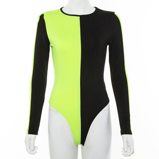 Body neon feminino com mangas longas