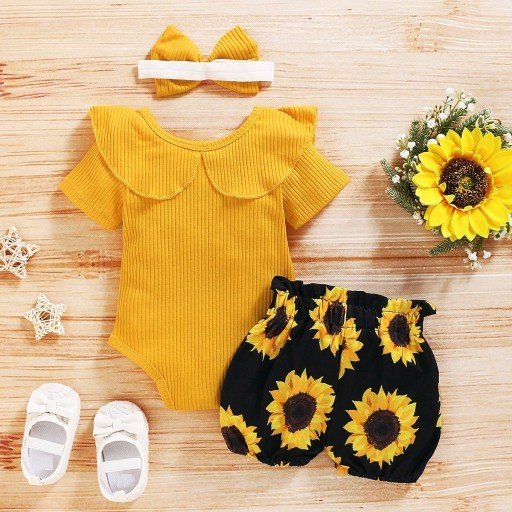Body y shorts de niña con girasoles