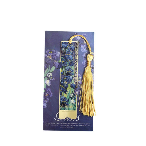 Boeklegger met franjes 14 x 7 cm Bloemig kunstmotief irissen Elegante decoratieve boeklegger