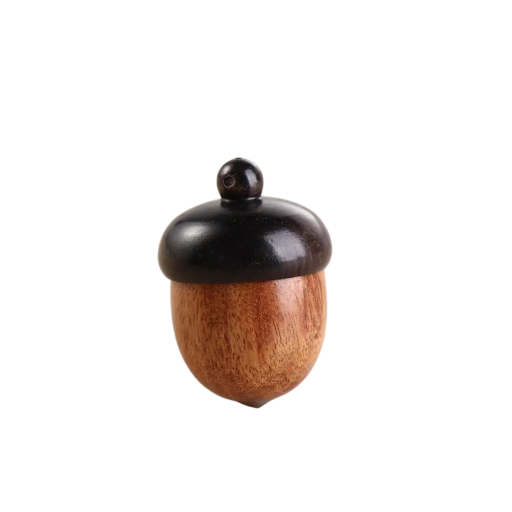 Boîte à pilules en bois en forme de gland à vis 3,1×2,2 cm marron et noir étui compact pour médicaments de poche et en voyage