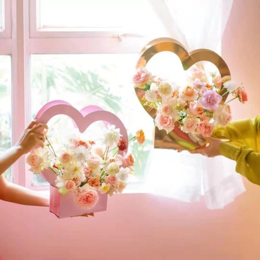 Boîte cadeau pour bouquet avec cœur 10 pcs