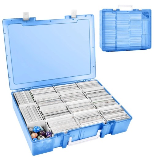 Boîte de rangement en plastique pour cartes à jouer et cartes à collectionner pour plus de 2300 pièces avec séparateurs réglables et poignée 35,5 x 26,7 x 7,6 cm