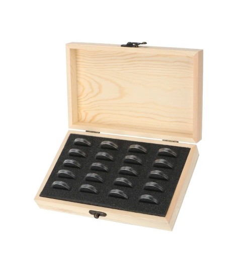 Boîte en bois pour pièces 20 pcs Boîte de collection avec supports en plastique réglables Double protection contre l'oxydation