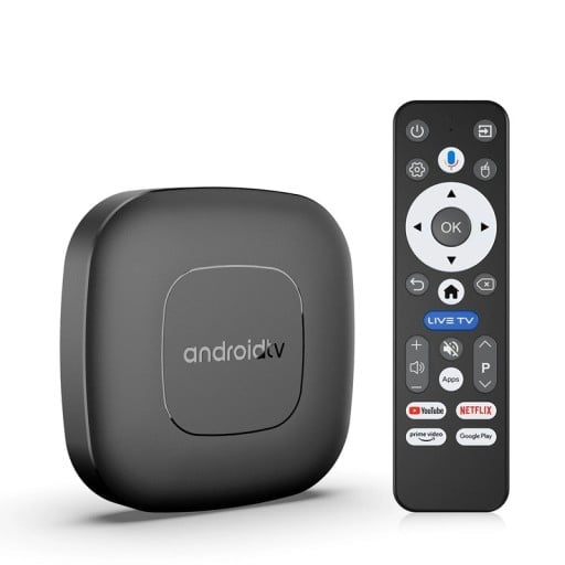 Boîtier Android TV Android 16 vidéo 4K 16 Go RAM 256 Go de stockage Rockchip 3518 WiFi 6 et Bluetooth 5.4 Télécommande vocale Noire Pour le streaming