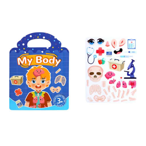 Bok med bilder Min kropp 23,5 x 18 cm färgglad med mänsklig figur och organ för underhållning och lärande för barn hemma