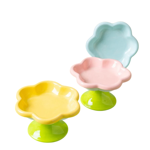 Bol en céramique surélevé pour chats 15 x 8,6 cm Bol peu profond et large contre le stress des moustaches Design ergonomique Fond antidérapant