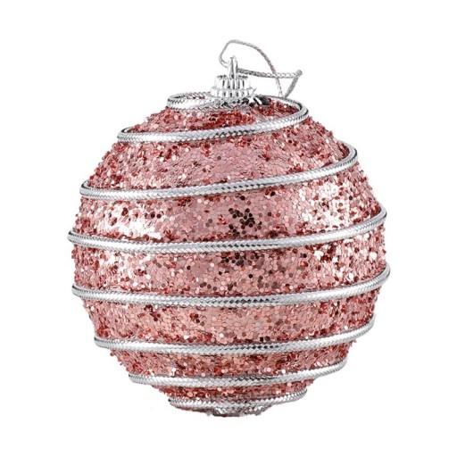 Bola navideña rosa 4 uds.