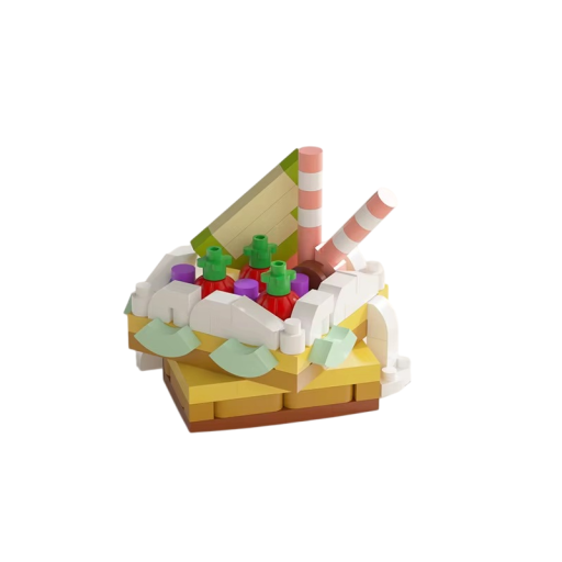Bolo de fruta colorido em micro tijolos de construção 140 pcs Mini blocos de doces Brinquedo criativo para crianças a partir dos 8 anos e adultos