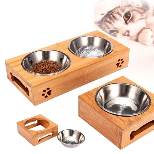 Bols pour chiens avec support en bois