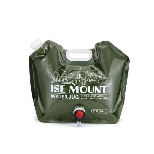 Bolsa de agua plegable para exteriores de 7,5 l con grifo, contenedor de agua portátil, equipo de acampada, tanque de agua de gran capacidad.
