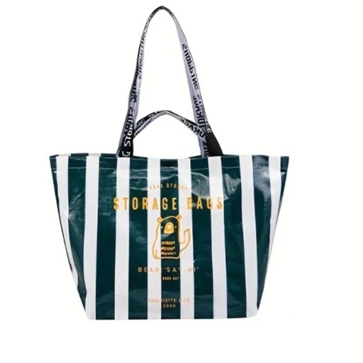 Bolsa de compra grande impermeable 52 x 33 cm Bolso bandolera PP a rayas Bolsa de compra Bolsa ecológica plegable de gran capacidad