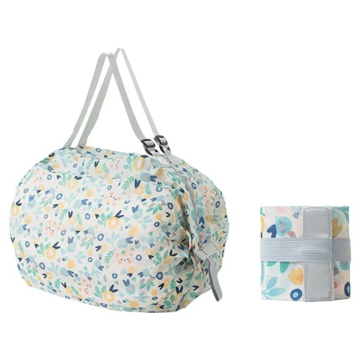 Bolsa de compra plegable de 40 x 40 cm de nailon Bolsa resistente con estampado floral Bolsa plegable con una capacidad de carga de 20 kg Volumen 48–64 litros