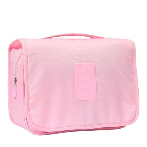 Bolsa de cosméticos de tecido impermeável 18,5 x 24 x 9,5 cm Organizador de viagem com gancho Estojo de toalete para maquilhagem Casa