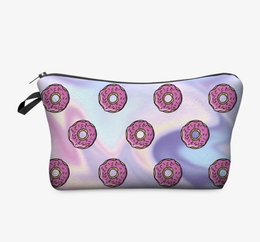 Bolsa de cosméticos holográfica com donuts