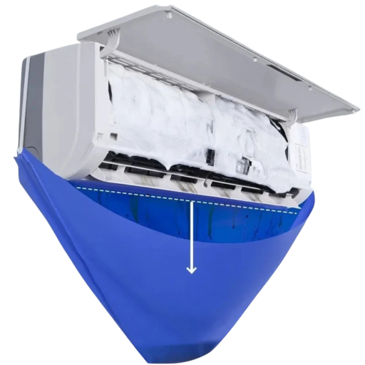 Bolsa de limpieza reforzada de 100 cm para aire acondicionado con cubierta de PVC y manguera de desagüe Herramienta doméstica para aires acondicionados divididos de 1-1,5P