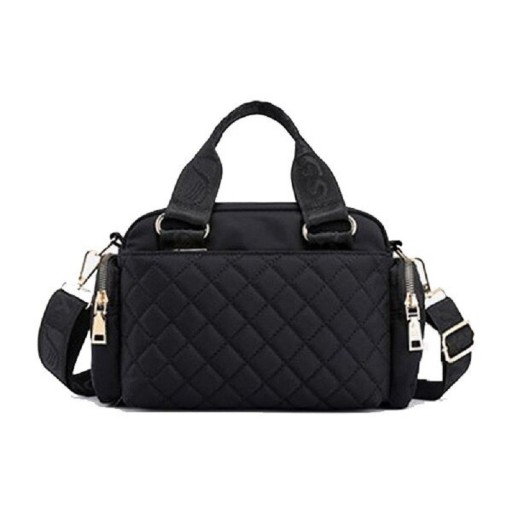 Bolsa de senhora crossbody Padrão acolchoado em losangos Duas alças curtas e alça larga ajustável Nylon e poliéster 25 x 16 x 11 cm