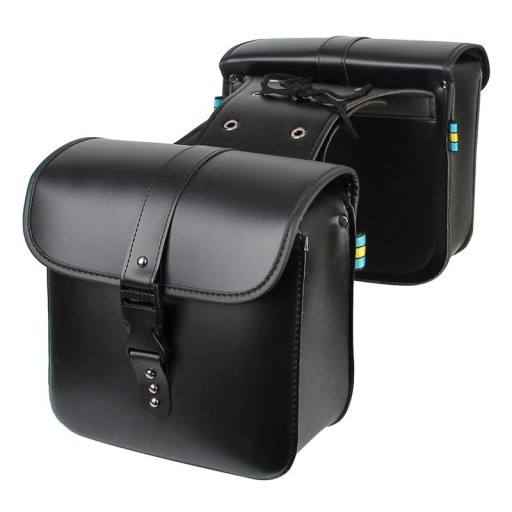 Bolsa de sillín de motocicleta retro, 26 x 25 x 12 cm, de cuero sintético, PVC, para el lateral del depósito, bolsa de almacenamiento, equipaje