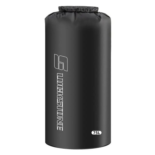 Bolsa impermeable seca de 75 l, negra, ultraligera, para deportes, fabricada en tafetán de poliéster, ideal para rafting, kayak, natación