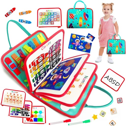 Bolsa infantil Montessori con material didáctico color verde Enseñanza para niños