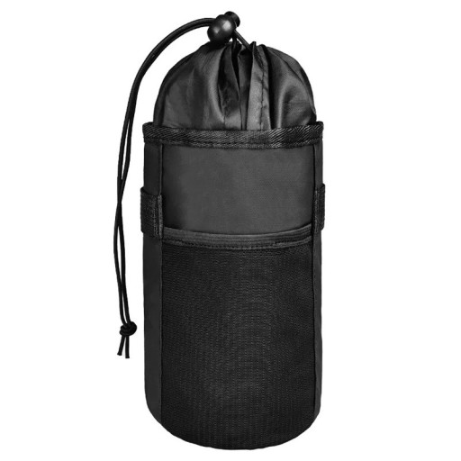 Bolsa para botella de ciclismo 21 x 11 cm Soporte para manillar con aislamiento térmico Superficie de cuero Bolsa de agua impermeable para bicicleta con fijación
