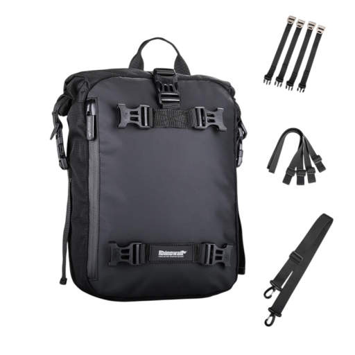 Bolsa para motocicleta de 20 l, 40 x 26 x 18 cm, impermeable, para sillín trasero, mochila de ciclismo, equipaje lateral con hebillas y correas.