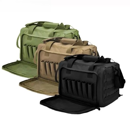 Bolsa para pistola y herramientas con divisores extraíbles Correa para el hombro Almacenamiento ajustable Colores neutros Organización de equipo portátil