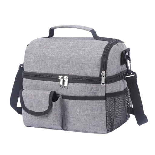 Bolsa térmica para alimentos 25x23x16 cm Cores neutras Fecho de zip Várias divisórias Manutenção da temperatura Bolsa de almoço Bolsa