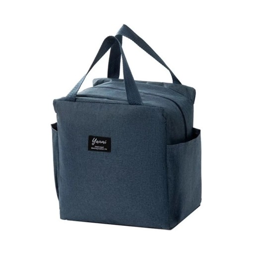 Bolsa térmica para almuerzo con cremallera 25 x 14 x 25 cm Bolsa térmica portátil azul con capa aislante Bolsa refrigeradora para comida para el trabajo o de viaje