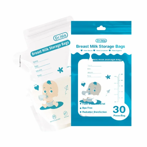 Bolsas para leche materna de 250 ml con doble cierre, 30 unidades, de polietileno, sin BPA, herméticas y sellables.