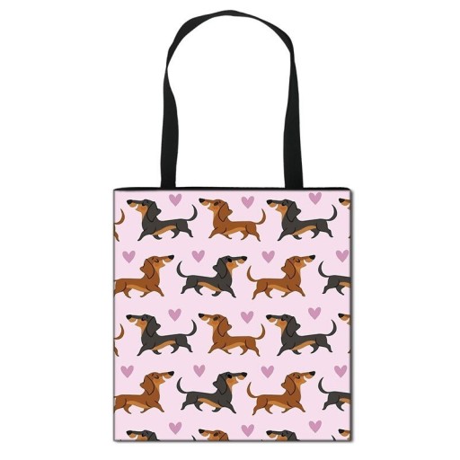Bolso de lona para mujer con diseño de perro salchicha