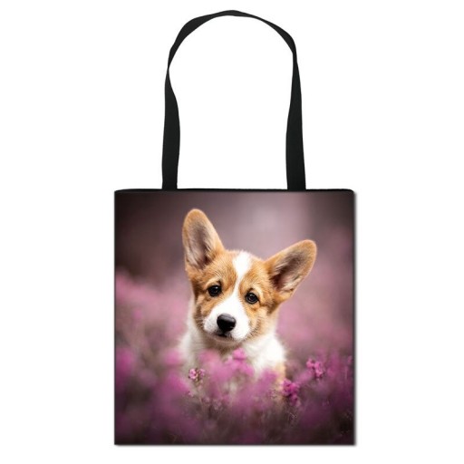 Bolso de lona para mujer con estampado de perros