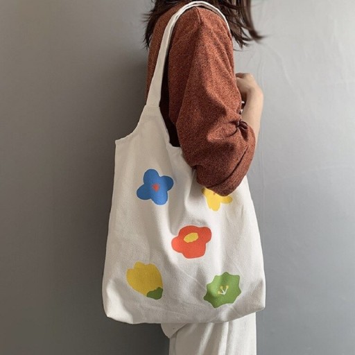 Bolso de lona para mujer con flores J140