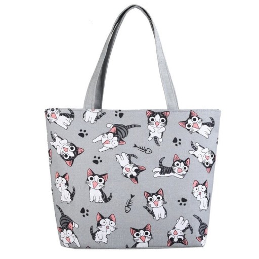 Bolso de lona para mujer con forma de gato