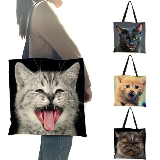 Bolso de lona para mujer gato M1665