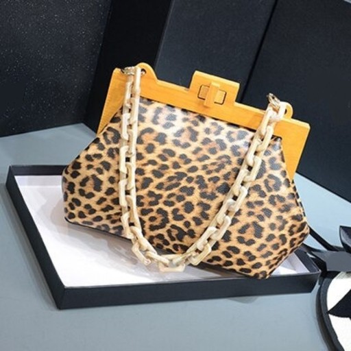 Bolso de mano de leopardo para mujer