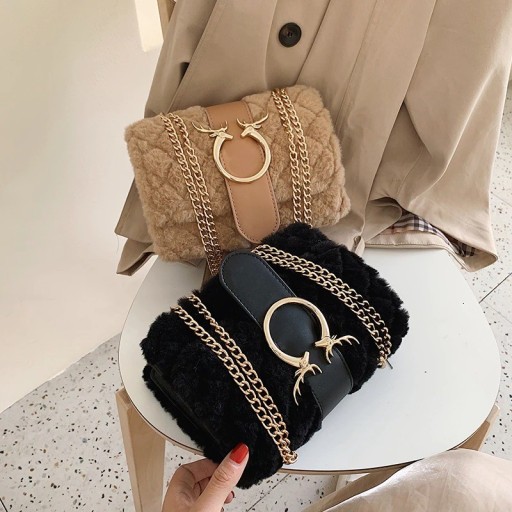 Bolso de mano de mujer con pelo sintético M1055