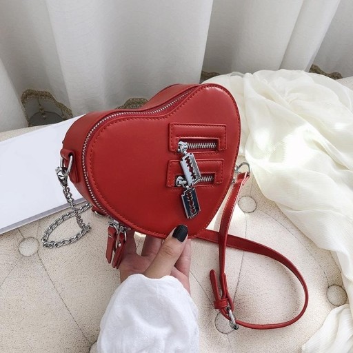 Bolso de mano de piel con forma de corazón para mujer