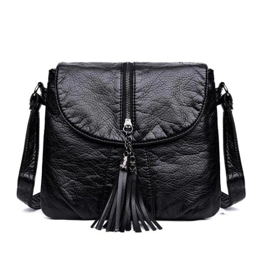 Bolso de mano de piel para mujer con borla