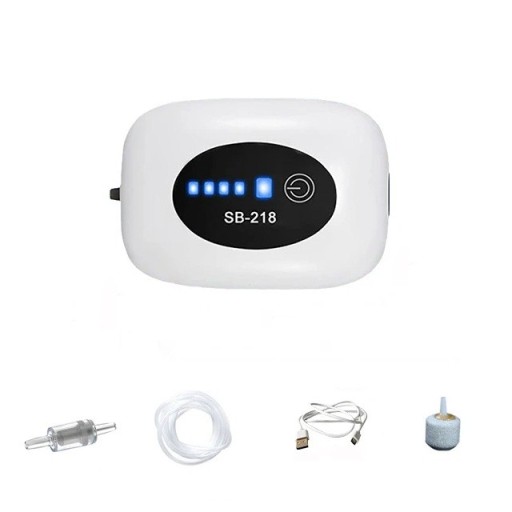 Bomba de aire y oxígeno para acuario, 1 W, 2600 mAh, carga USB, funcionamiento silencioso, aireador de agua portátil para acuarios de agua dulce