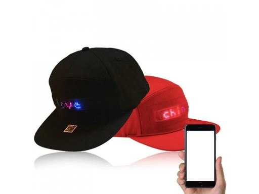 Boné LED com texto programável