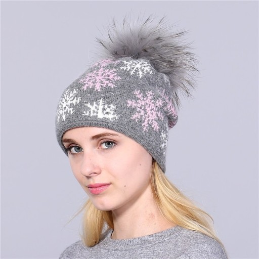 Bonnet d'hiver pour femmes avec flocons