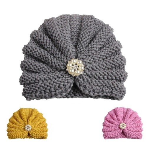 Bonnet d'hiver pour fille avec perles