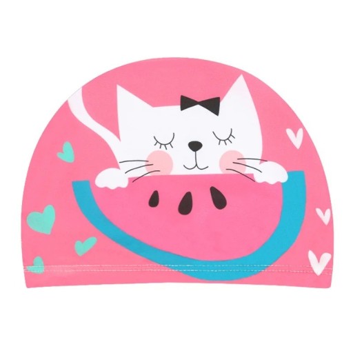 Bonnet de bain pour enfants étanche Bonnet de piscine avec impression de chat Équipement de natation pour enfants